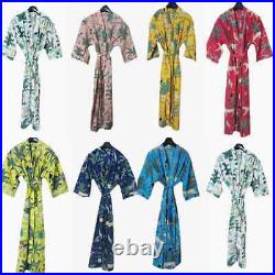 10 Pcs Wholesale Lot Indian Floral Kimono Long Nightgown Women Bath Robe Dress