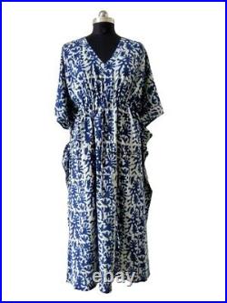 10 Pcs Wholesale Lot of Women Kaftan Dress Indigo Blue Beach Wear Long Caftan
