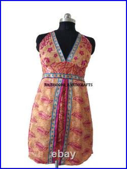 10 Recycle Silk Sari Short Dress Women Dress Wholesale Lot DS38