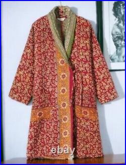 10 Wholesale Vintage Kantha Hand Made Cotton Long Jacket Indian Coat Maxi Robe