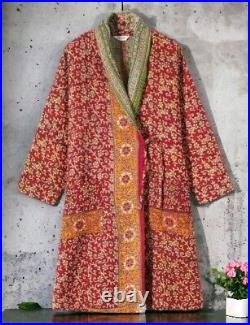 10 Wholesale Vintage Kantha Hand Made Cotton Long Jacket Indian Coat Maxi Robe