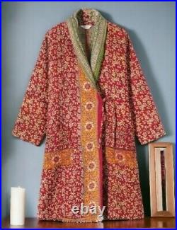 10 Wholesale Vintage Kantha Hand Made Cotton Long Jacket Indian Coat Maxi Robe