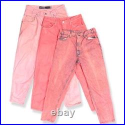 10 x Vintage Overdye Pink Mixed Branded Mom/Boyfriend Jeans WHOLESALE / JOBLOT