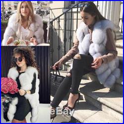 100% Real Vulpes lagopus Fox Fur Coat Women Vest Long Gilet Jacket Wholesales
