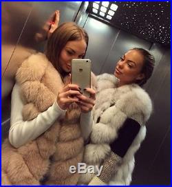 100% Real Vulpes lagopus Fox Fur Coat Women Vest Long Gilet Jacket Wholesales