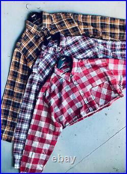 10xReworked Vintage Cropped Plaid Shirts Wholesale Joblot Festival Clothing
