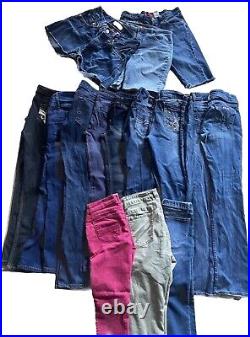 12 Pairs of Women's Jeans Mixed Various Brands Sizes Reseller Box Wholesale Lot