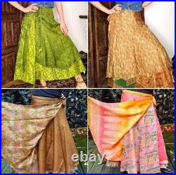 20 PC Wholesale Lot Skirt Women Wrap Around Silk Skirt Short Skirt Indian