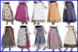 20 PC Wholesale Lot Skirt Women Wrap Around Silk Skirt Short Skirt Indian