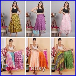 20 PC Wholesale Lot Skirt Women Wrap Around Silk Skirt Short Skirt Indian