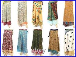 20 PC Wholesale Lot Skirt Women Wrap Around Silk Skirt Short Skirt Indian