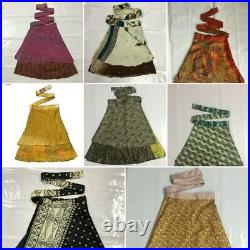 20 PC Wholesale Lot Skirt Women Wrap Around Silk Skirt Short Skirt Indian