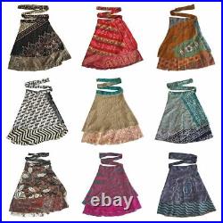 20 PC Wholesale Lot Skirt Women Wrap Around Silk Skirt Short Skirt Indian