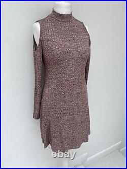 20 x Very UK 16 Cold Shoulder Ribbed Mini Dress Brown Marl Joblot Wholesale