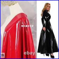 2024 Women's long sleeved patent leather A-line long dress party slim fit dress