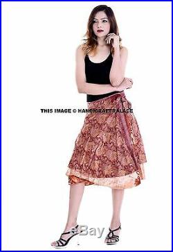 30 PC Wholesale Lot Indian Skirt Women Wrap Around Rapron Silk Skirt Short Skirt