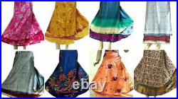30 PC Wholesale Lot Vintage Silk Sari Magic Wrap Around Frill Skirt Indian Dress