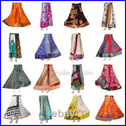 30 PCS Women Wrap Around Rapron Silk Skirt long Skirt Indian Wholesale lot