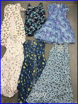 34 Wholesale Vintage Womens Floral Patterned 80s 90s Dresses Mix Job Lot