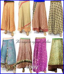 5 PC Wholesale Lot Skirt Women Wrap Around Rapron Silk Skirt Long Skirt Indian