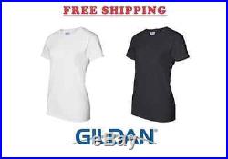 50 T-SHIRTS Blank 25 Black 25 White BULK LADIES LOT XS-XL Wholesale Gildan 2000L