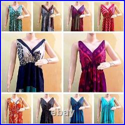 Assorted Silk Dress Wholesale Lot of 20 PC Indian Women Dress Free Size Maxi Wom