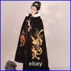 Chinese Hanfu Cloak Elegant Embroidery Overcoat Women Winter Coat Cosplay Cape