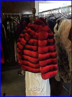 Empress Chinchilla Dyed Red Jacket Coat 3/4 Sleeves Elegant New Wholesale Neiman