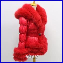 Factory Wholesale Winter Down Coat Europe Women Real Fox Fur with Puffer Jacket
