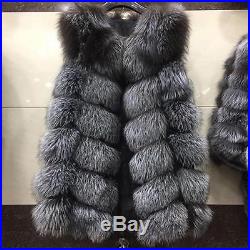 Gorgeous Real vulpes lagopus Fox Fur Vest Women's Gilet Long Waistcoat Wholesale