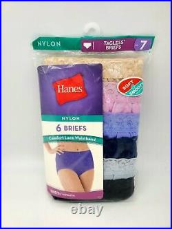 Hanes Nylon Brief Panties Underwear Women's Size 7 Wholesale Lot 6-Pair x 10