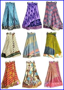 Indian Wholesale lot Vintage Silk Skirts Dress Bohemian Women Gypsy Hippie Saree