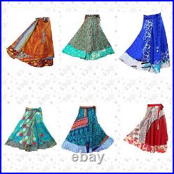 Indian Wholesale lot Vintage Silk Skirts Dress Bohemian Women Gypsy Hippie Saree