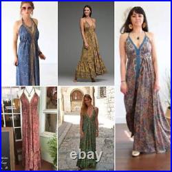 Indian Women Silk maxi Dress Birdesmad Dress Long Halter Wholesale Lot 10 PC