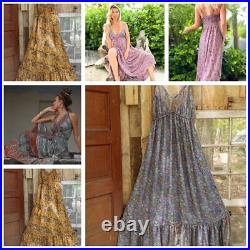 Indian Women Silk maxi Dress Birdesmad Dress Long Halter Wholesale Lot 10 PC