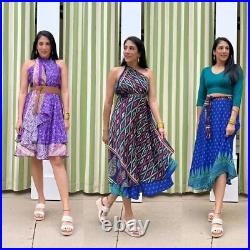 Indian silk Floral Wrap Midi Around Frill Skirt Maxi Dress Wholesale Lot 15PC