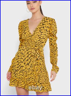JOBLOT WHOLESALE X39 Front Tie Wrap Dress Yellow Ladies Size UK 6