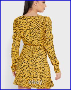 JOBLOT WHOLESALE X39 Front Tie Wrap Dress Yellow Ladies Size UK 6