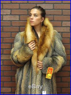 Ladies NWTs $5395 wholesale RED BLACK SILVER ORANGE GREY FOX FUR COAT! Sz 12