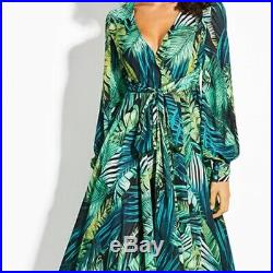 New Green Floral Leaf Printed Maxi Long Women's Wholesale LOT 5 Dress