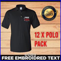 Personalised Custom Embroidered Logo Text Polo Unisex Shirt Work Wear Wholesale