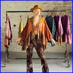 UK seller Wholesale 8pc Vintage Fabric Sari Smock Shirt Hippy Boho