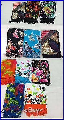 US SELLERLot of 10 wholesale butterfly sarong pareos beach shawl wrap stole