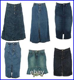 Vintage Denim Skirts Long & Shorts 90s Job Lot Wholesale x20 Pieces -Lot958