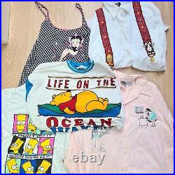 Vintage Disney Mickey Looney Tunes Cartoons Wholesale Job Lot Dungarees T-shirt