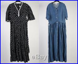 Vintage Dresses 90s Retro Floral Plain Printed Job Lot Wholesale x20 -Lot431