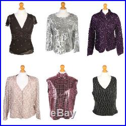 Vintage Sequinned Beaded Tops Blouses Party Disco Job Lot Wholesale x20 -Lot376