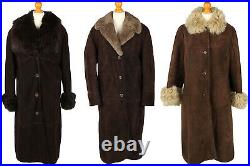 Vintage Sheepskin Coats Fur Collar Womens Warm Job Lot Wholesale x5 -Lot718