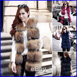 Vintage Style Women's Real Farm RACC00N Fur Vest Long Gilet M-2xl Fall Wholesale
