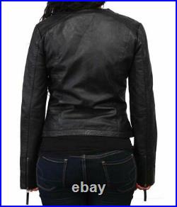 Vintage Wholesale Job Lot Ladies Black Real Leather Biker Jacket, 8 Pieces